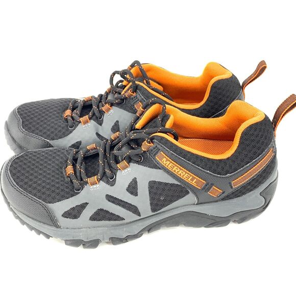 MERRELL men's Outright Edge Hiking Shoe Black Orange 7.5 - Picture 1 of 8